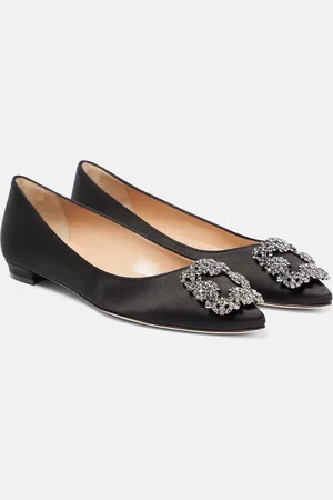 Manolo Blahnik Hangisiflat embellished satin ballet flats