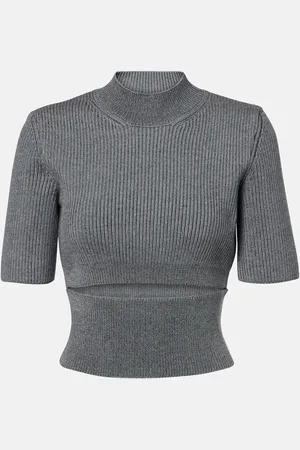 Alaïa Ribbed-knit cutout wool-blend top