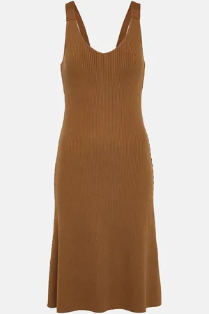 Vince Ribbed-knit cotton-blend midi dress