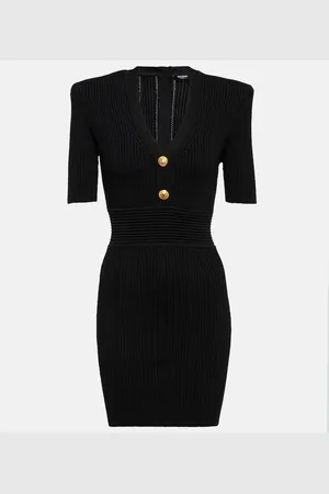 Balmain Ribbed V-neck mini dress