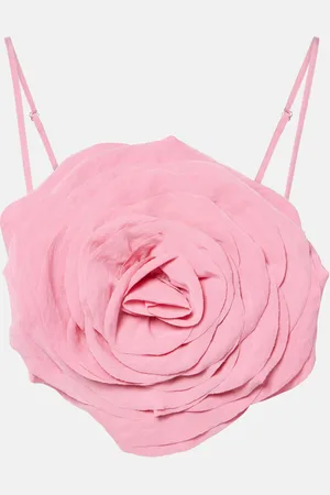 BLUMARINE Floral-appliquÃ© gabardine crop top