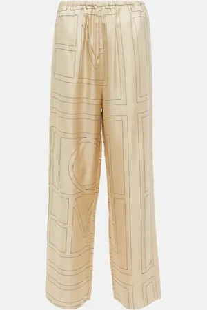 Totême Logo mid-rise silk pants