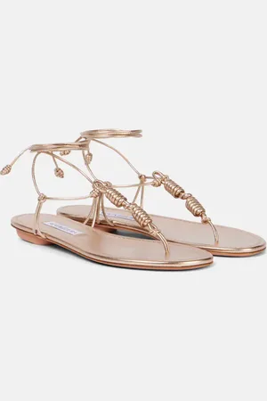Aquazzura Oaxaca metallic leather thong sandals