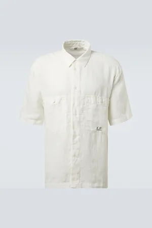 C.P. Company Logo linen bowling shirt