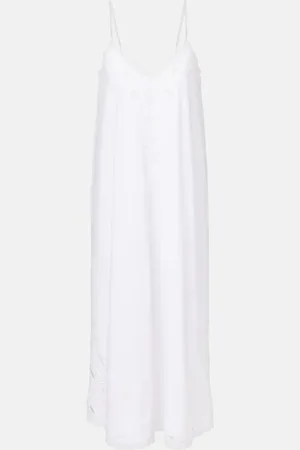 Juliet Dunn Embroidered cotton poplin midi dress