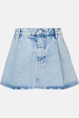 Frame Pleated denim miniskirt