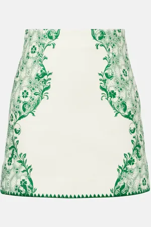 ALÉMAIS Olive printed linen and cotton miniskirt