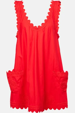 Juliet Dunn Embroidered cotton poplin minidress