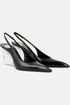 Saint Laurent Miller 80 leather slingback wedges