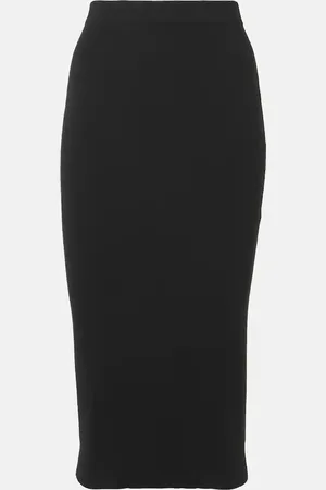 Saint Laurent Ribbed-knit wool pencil skirt