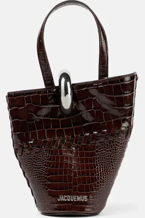 Jacquemus Bambola Small croc-effect leather tote bag