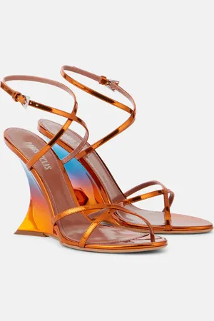 PARIS TEXAS Nina 105 mirrored leather wedge sandals