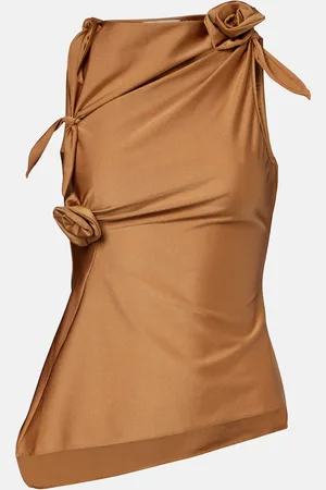 COPERNI Floral-appliquÃ© cutout satin top