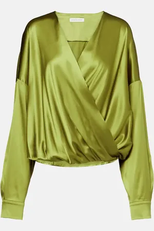 DRIES VAN NOTEN Draped silk-blend satin blouse