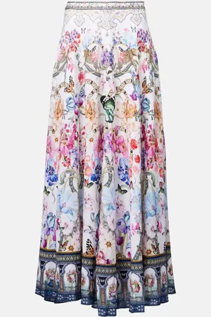 Camilla Crystal-embellished linen maxi skirt