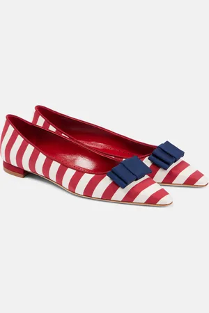 Manolo Blahnik Reador bow-detail striped ballet flats