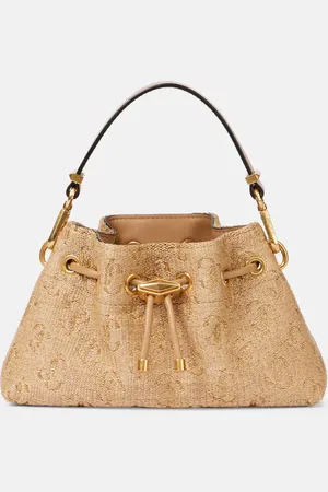 Jimmy Choo Bon Bon Small raffia bucket bag