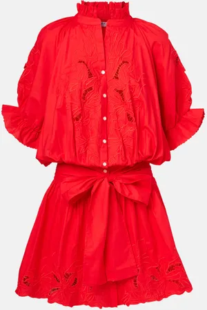 Juliet Dunn Broderie anglaise cotton poplin minidress