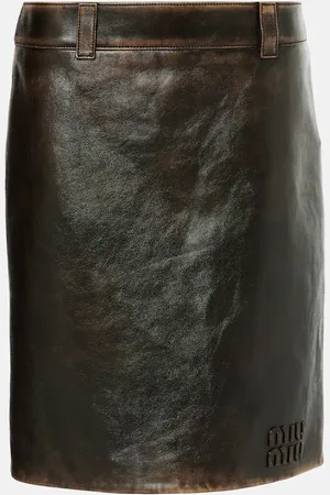 Miu Miu Leather midi skirt