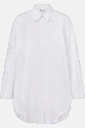 Juliet Dunn Broderie anglaise cotton poplin shirt
