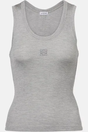 Loewe Anagram ribbed-knit silk tank top