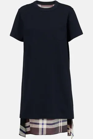 SACAI Paneled cotton jersey T-shirt dress