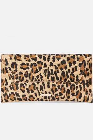 Aquazzura Leopard-print raffia clutch