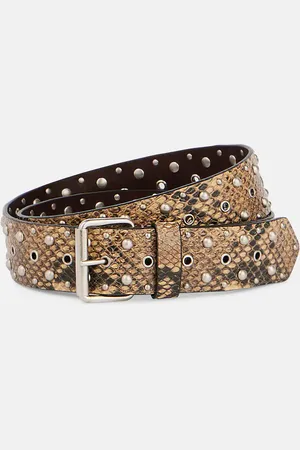 DRIES VAN NOTEN Studded snake-effect leather belt