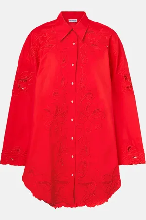 Juliet Dunn Broderie anglaise cotton poplin shirt