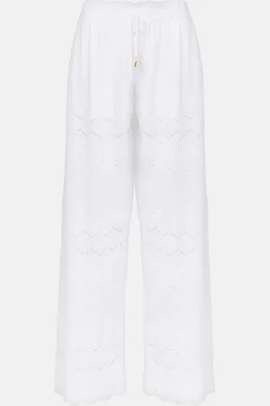 Melissa Odabash Immy broderie anglaise cotton wide-leg pants