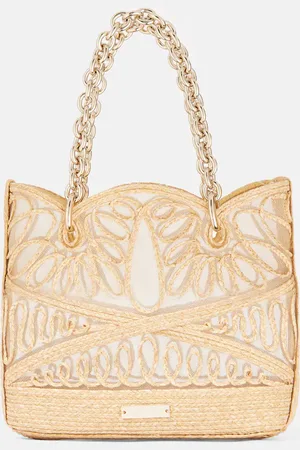 Aquazzura Kahlo Mini logo raffia tote bag