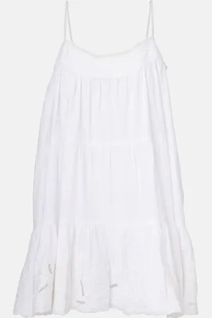 Juliet Dunn Embroidered cotton poplin slip dress