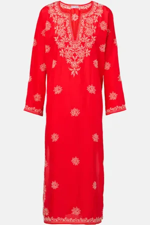 Juliet Dunn Embroidered silk kaftan