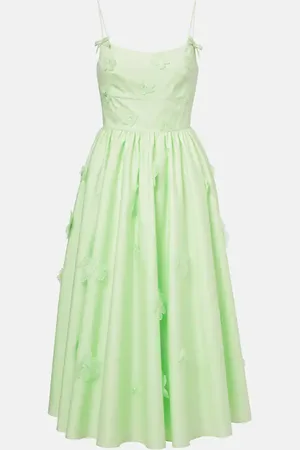 Self-Portrait Floral-appliquÃ© cotton poplin midi dress