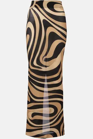Puccini Printed semi-sheer maxi skirt