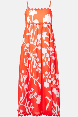 Juliet Dunn Printed scalloped cotton midi dress