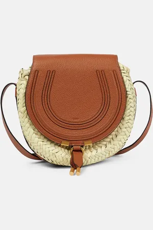 Chloé Marcie leather-trimmed raffia shoulder bag