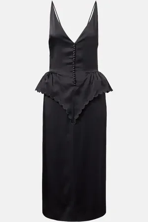 Stella McCartney Open-back peplum satin midi dress