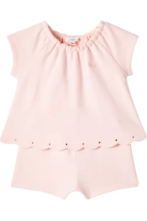 Chloé Baby logo cotton playsuit