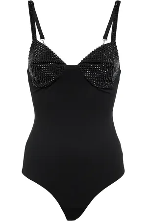 AREA Embellished jersey bodysuit