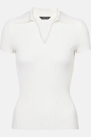 Balenciaga Ribbed-knit wool-blend polo sweater
