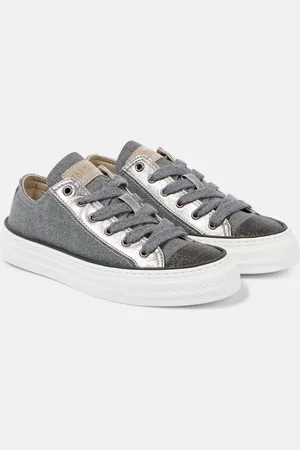Brunello Cucinelli Monili leather-trimmed canvas sneakers