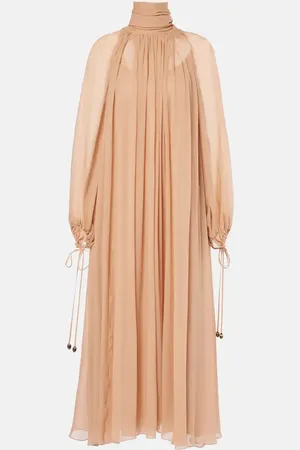 Chloé Gathered silk georgette maxi dress