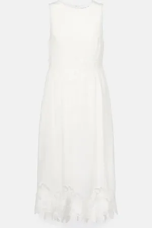 Velvet Bianca lace-trimmed midi dress
