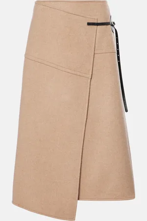 Proenza Schouler Aida leather-trimmed wool wrap skirt