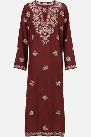 Juliet Dunn Floral embroidered silk tunic