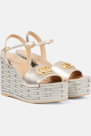 VALENTINO GARAVANI VLogo leather wedge sandals