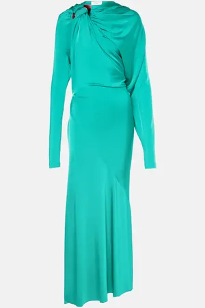 Victoria Beckham Draped asymmetric satin midi dress