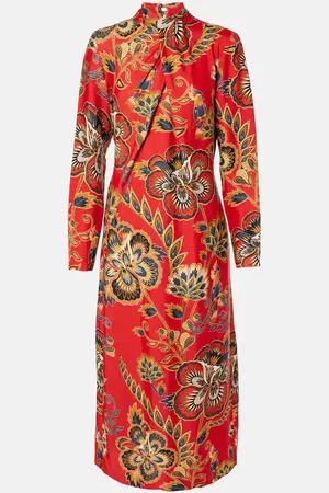 Farm Rio Draped floral midi dress