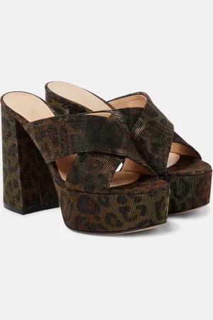 Gianvito Rossi Leopard-print lamÃ© platform mules